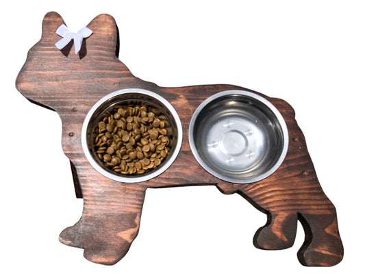 Raised Dog Feeder for French Bulldog - Double Bowl Stand