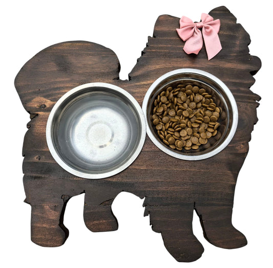 Raised Dog Feeder for Toy Pomeranian - Double Bowl Stand