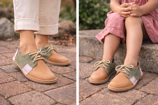 Dina Ladies & Girls Genuine Leather Vellie - Two Tone Casual Comfort Shoe