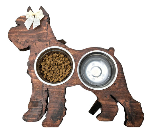 Raised Dog Feeder for Schnauzer - Double Bowl Stand