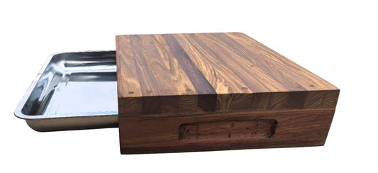 Cutting Board with Stainless Steel Sliding Tray