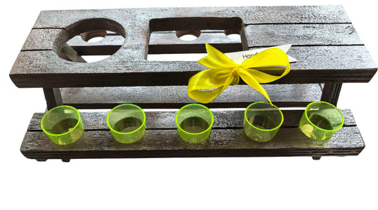 Jäger Shooter Bench with 10 Shot Glasses – Party Shot Glass Holder for Home Bar