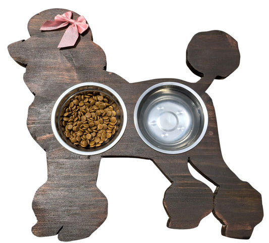 Raised Dog Feeder for Poodle - Double Bowl Stand
