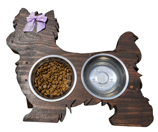 Raised Dog Feeder for Yorkie - Double Bowl Stand