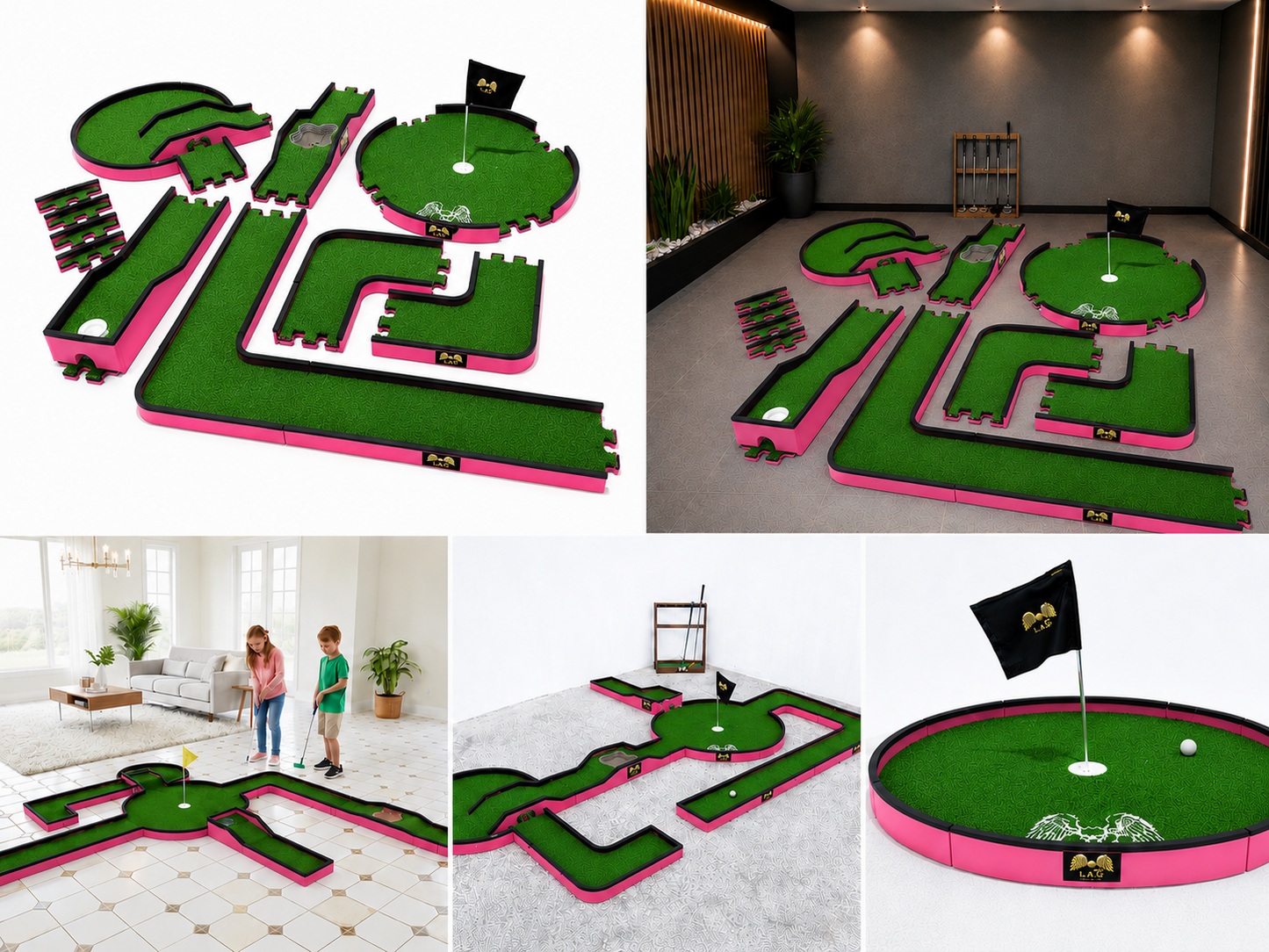 Portable Mini Golf Course Set - Pink Edition