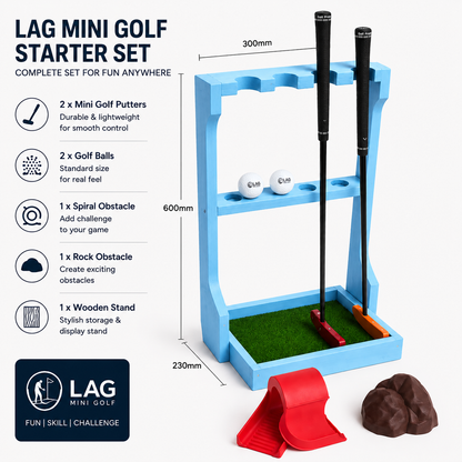 Mini Golf Starter Set with Putters, Obstacles & Storage Stand