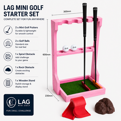 Mini Golf Starter Set with Putters, Obstacles & Storage Stand