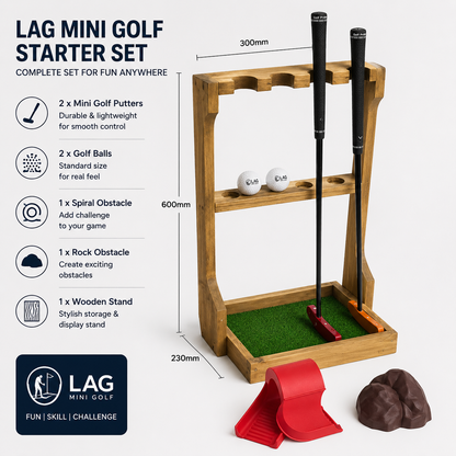 Mini Golf Starter Set with Putters, Obstacles & Storage Stand