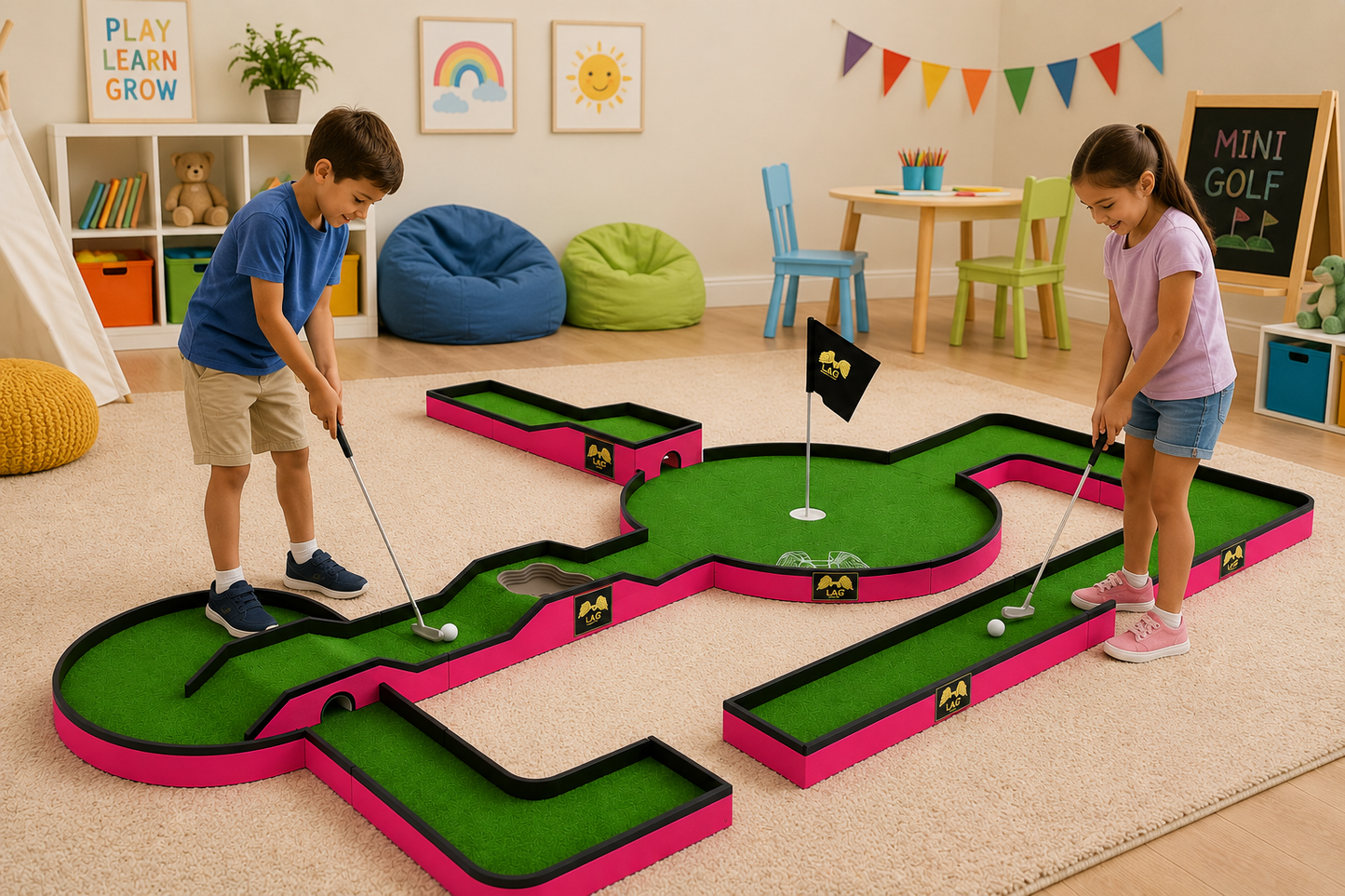Portable Mini Golf Course Set - Pink Edition